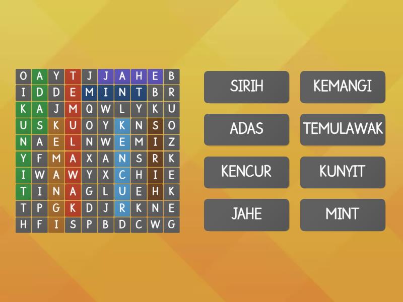 Temukan Nama Tanaman Toga Wordsearch