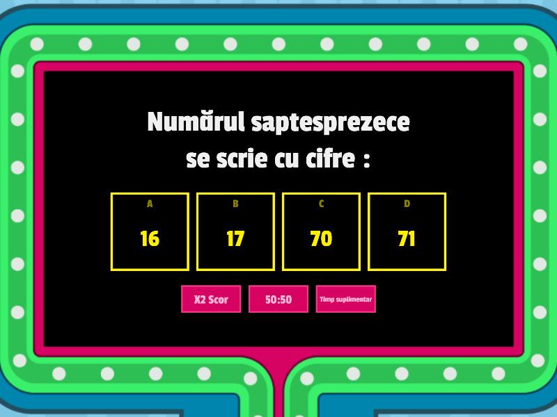 Scrierea Numerelor 10-20 - Gameshow Quiz