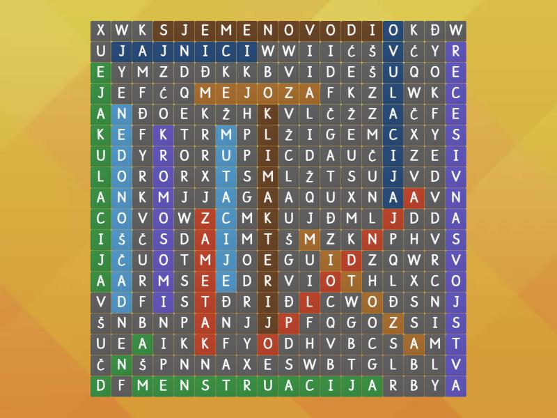 Rast, razvoj i razmnožavanje - Wordsearch