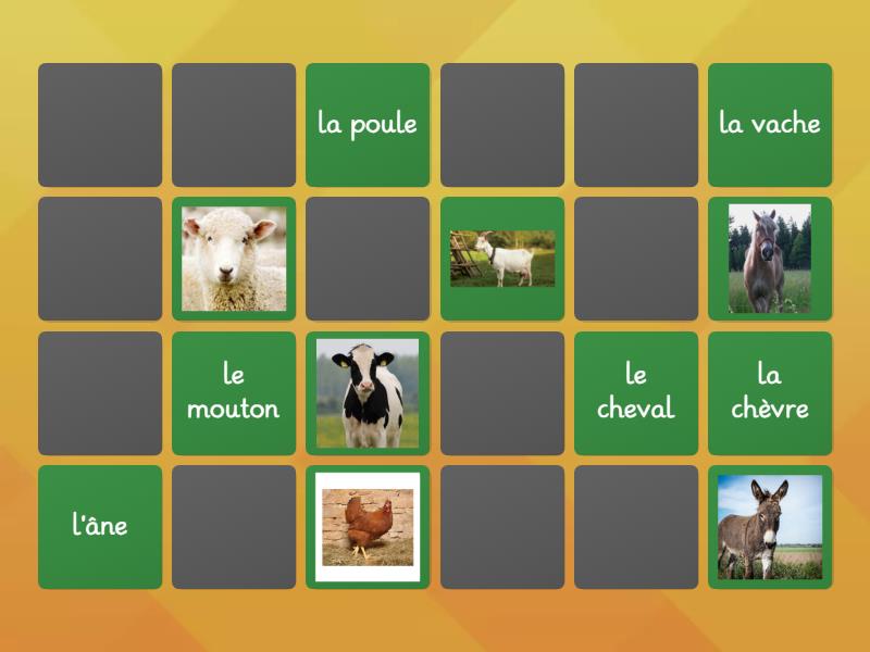 Les animaux de la ferme - Matching pairs