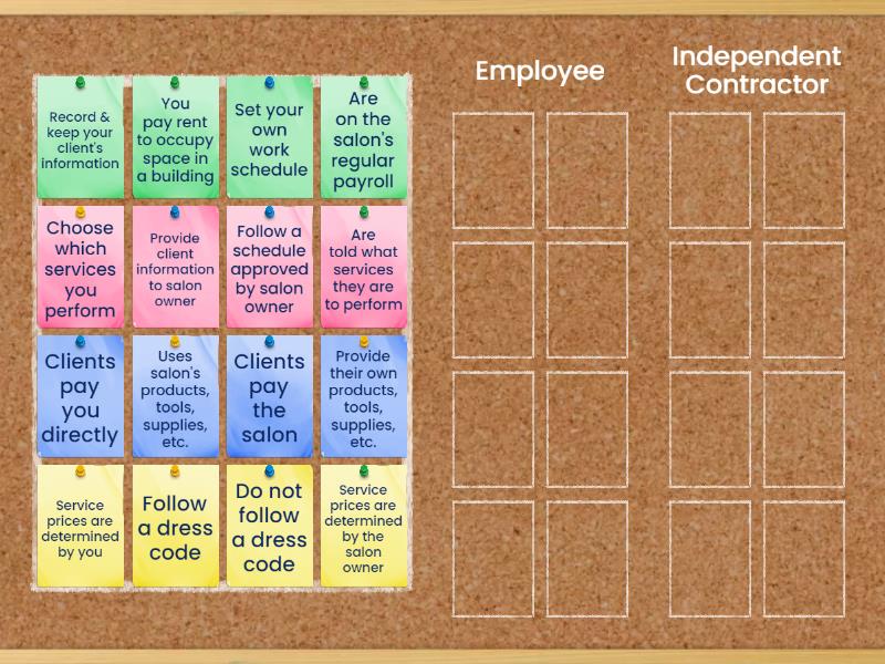 Worker Classification Quiz - Group sort