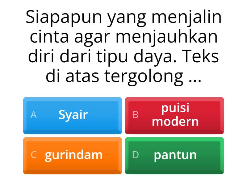 Puisi Rakyat 2 - Quiz