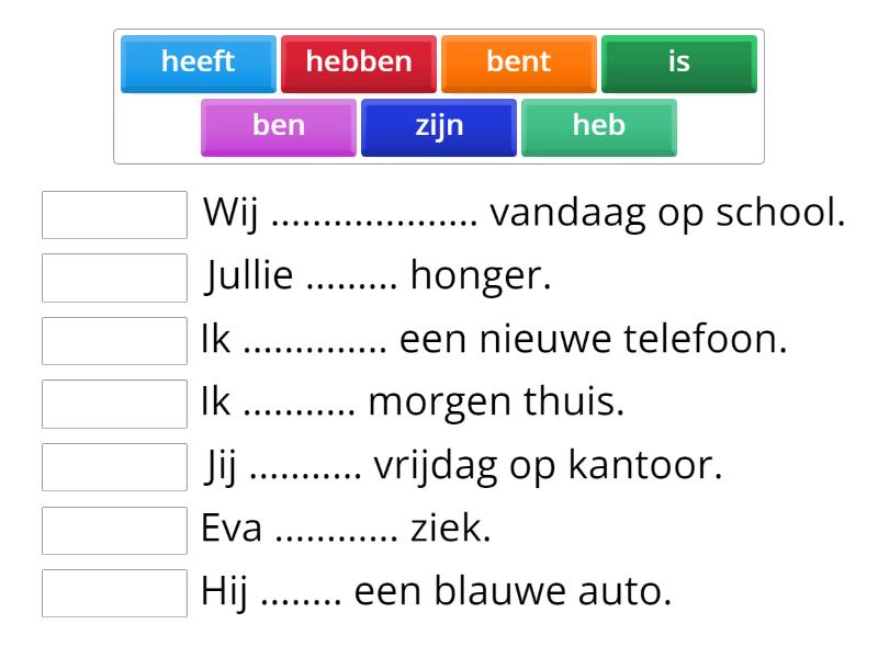 hebben of zijn 1 Match up