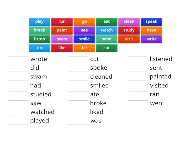 Simple past regular and irregular verbs - Match up