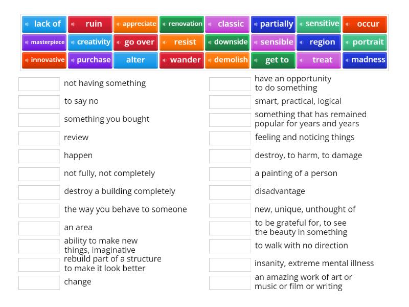 VR3B Week 13 Word Match - Match up