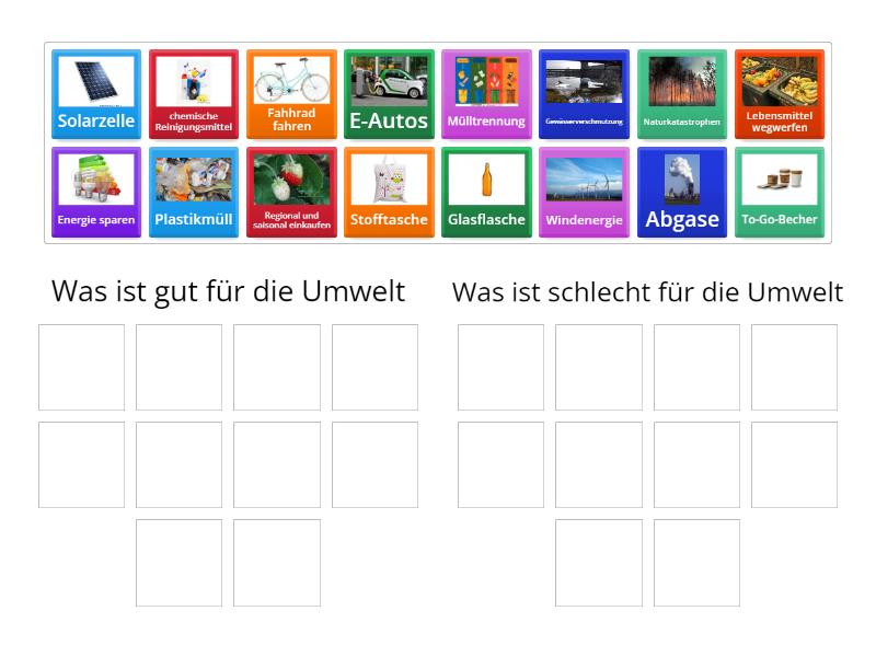 Umwelt gut oder schlecht? Group sort
