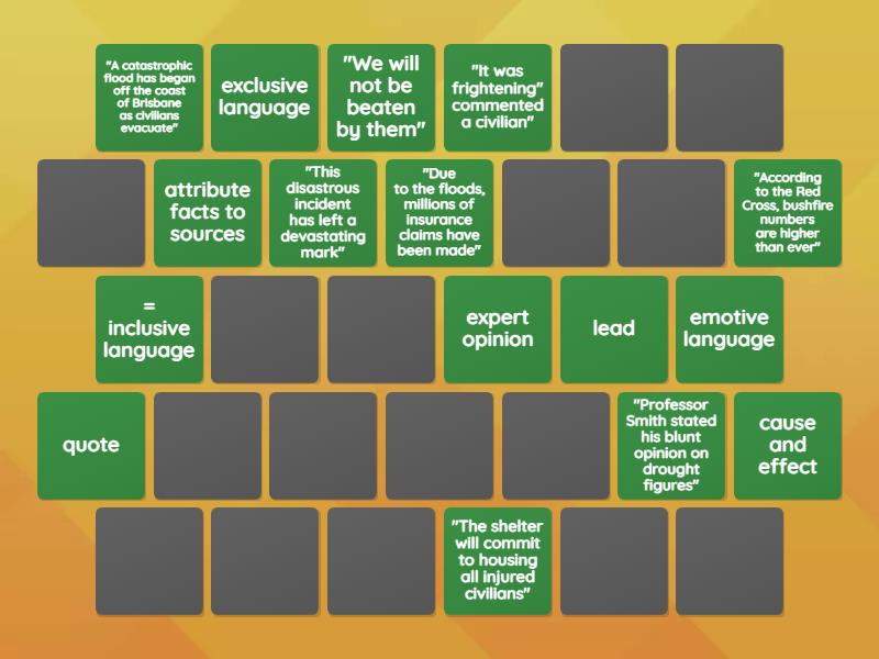 Informative Language Examples Game - Matching pairs
