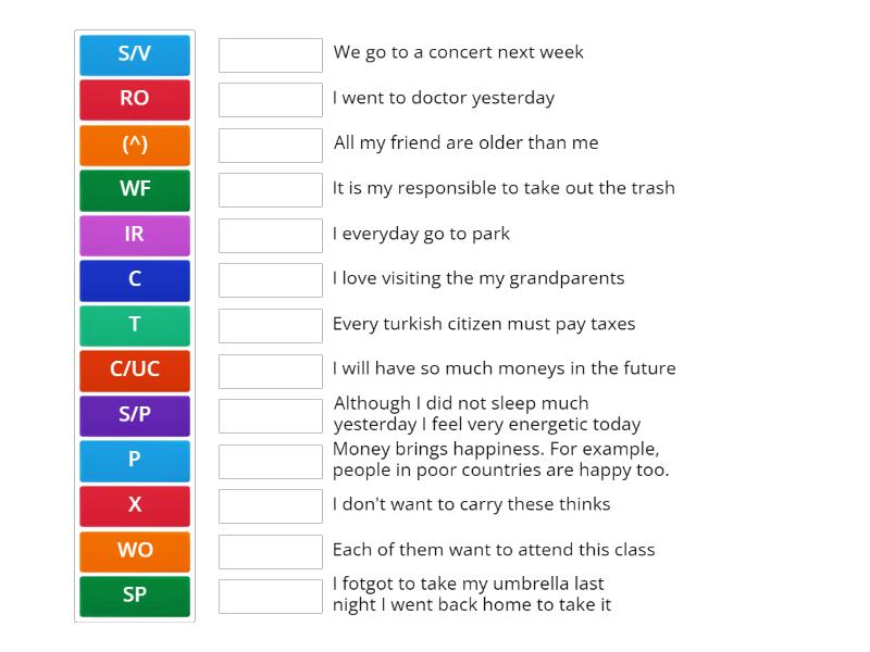 Correction symbols - Match up