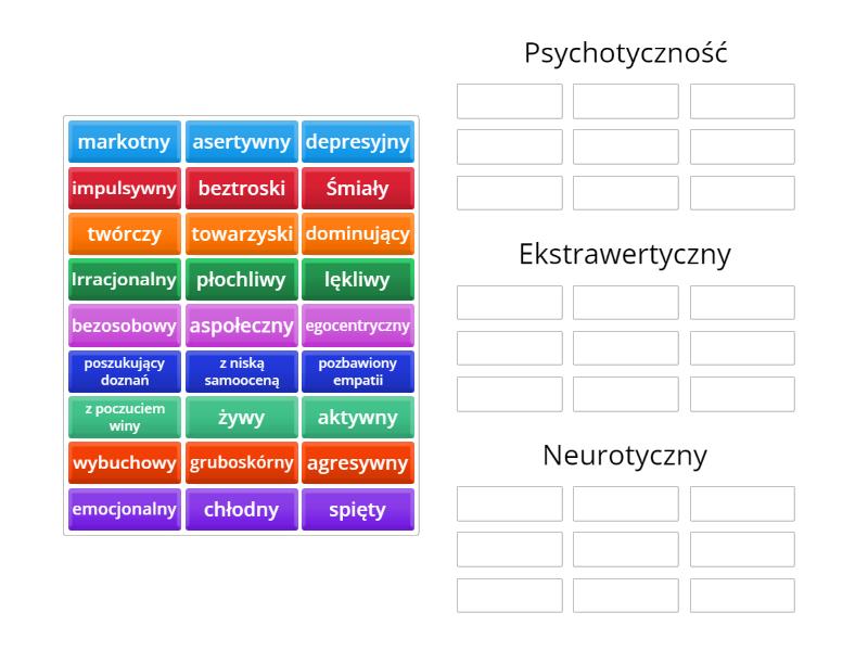 EYSENCK – MODEL PEN - Group sort