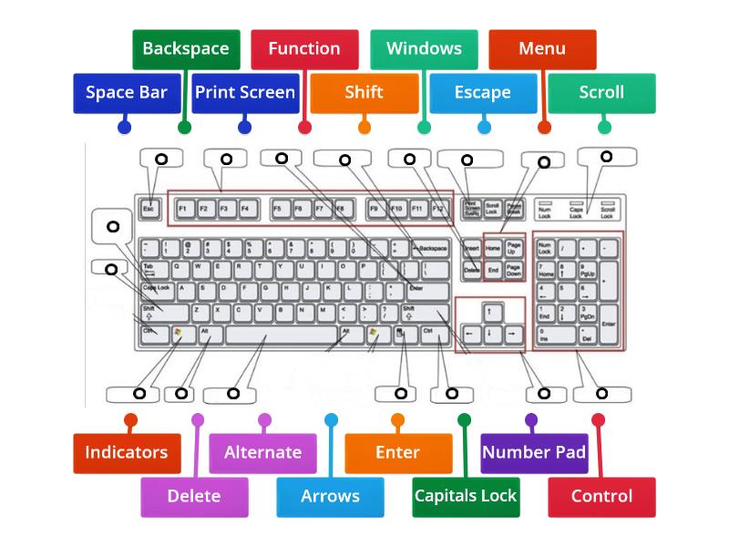 Computer Keyboard Labeling - Labelled diagram