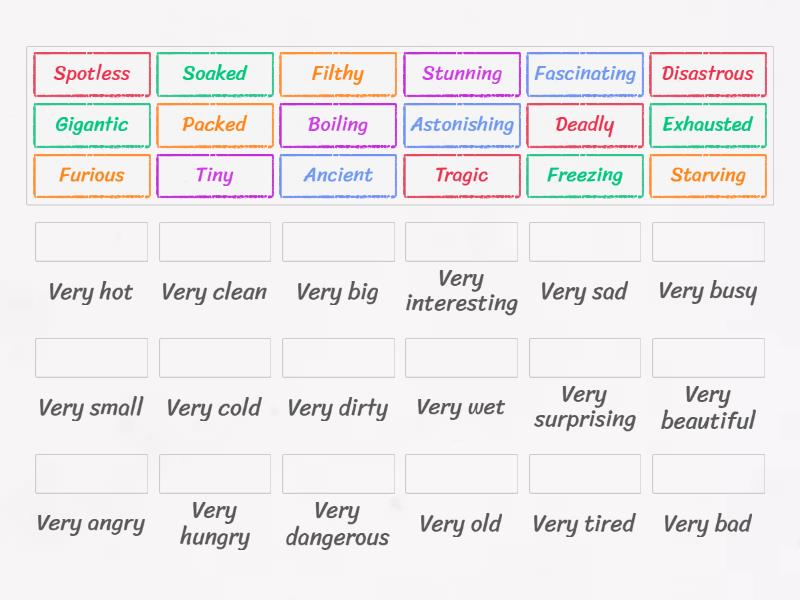 Y9 Extreme Adjectives - Match up