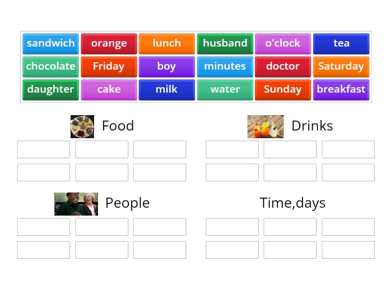 Beginner Lesson 5 Devide the words into 4 groups - Group sort