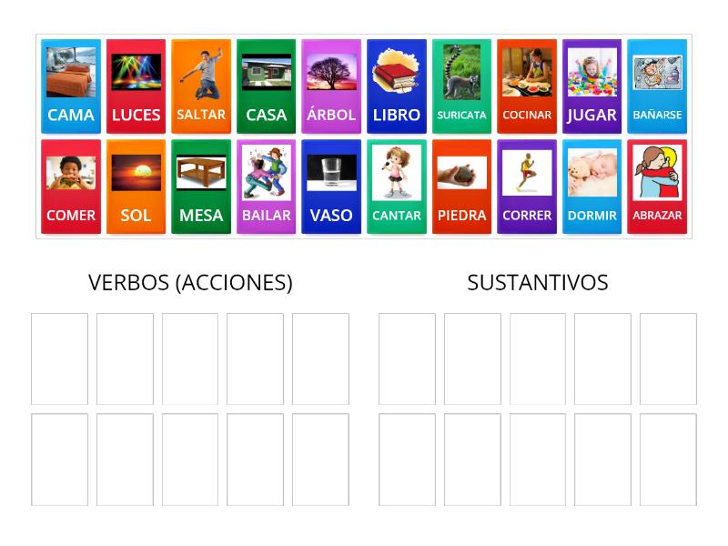 Sustantivos Verbos Ordenar Por Grupo