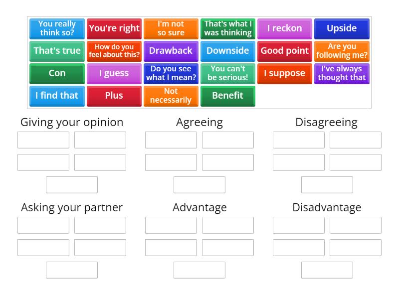 FCE Part 3 Speaking Expressions - Group sort