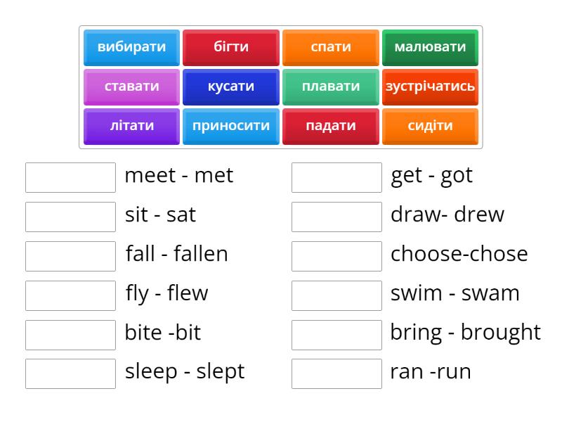 Irregular verbs part 2 - Match up