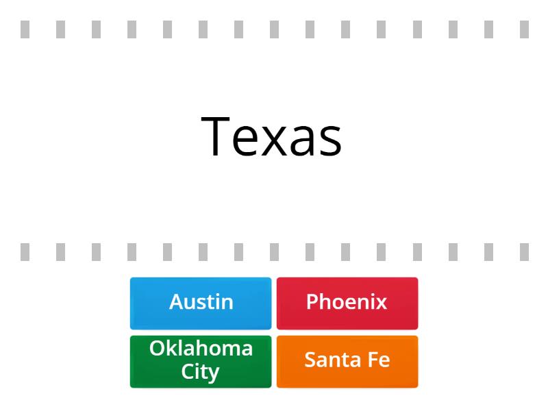 Southwest States Capitals: Matching Game Find the match