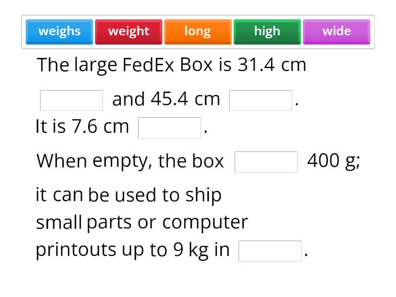 Dimensions 1 - Complete the sentence
