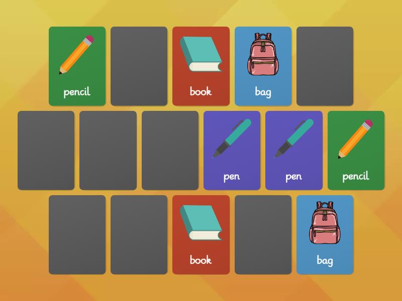 Memory: School things - Matching pairs