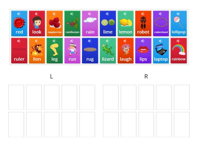 Beginning sounds of L and R - Ordenar por grupo