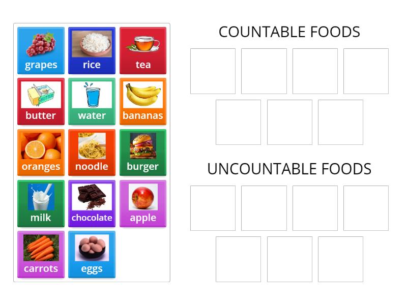 Countable and uncountable foods - Group sort