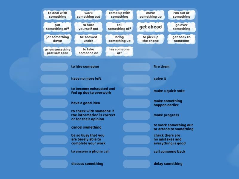 Job Phrasal Verbs - Match up