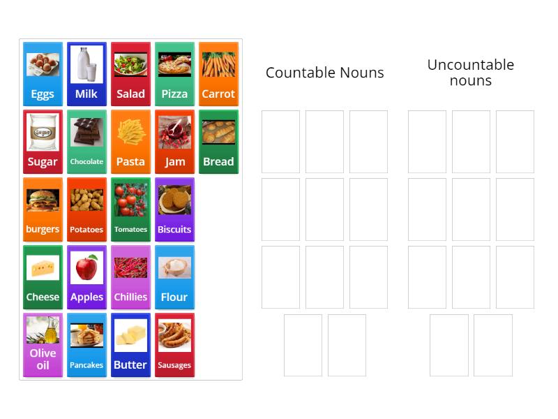 Countable and uncountable nouns - Group sort