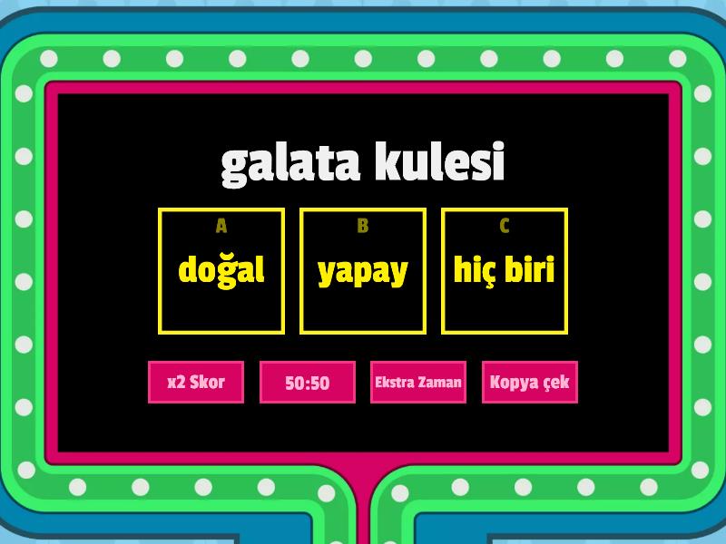 Sosyal Bilgiler Doğal Yapay Yapılar - Gameshow Quiz