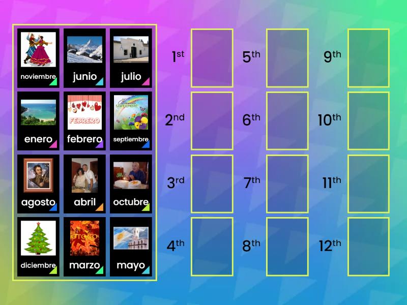 UNIDAD 1B. MESES DEL AÑO - Rank order