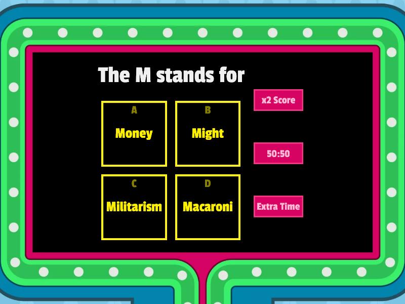 MAIN Causes Of Great War - Gameshow Quiz