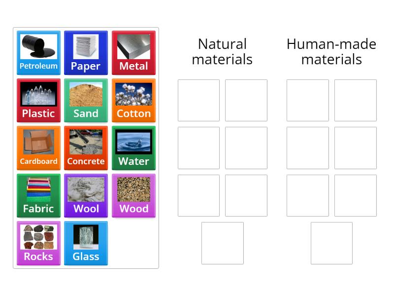 Types of materials - Group sort