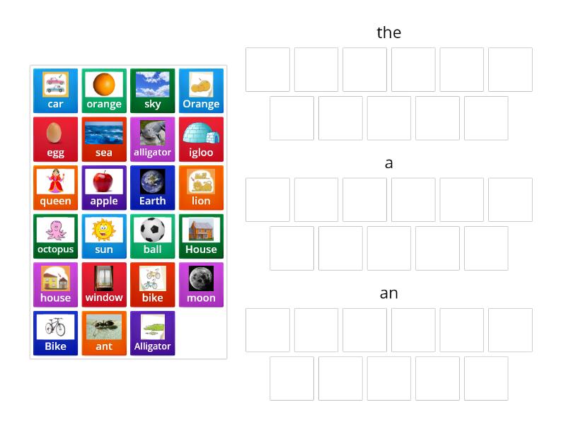 The/a/an - Group sort