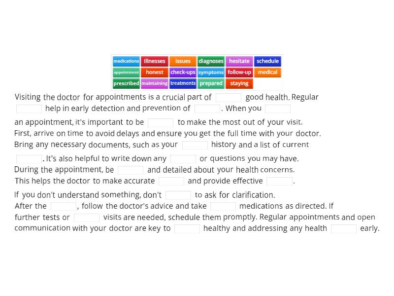 At the doctor's - Complete the sentence
