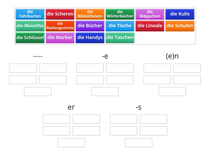 Klasse A1.1 L. 3 - Schulsachen Plural - Group sort