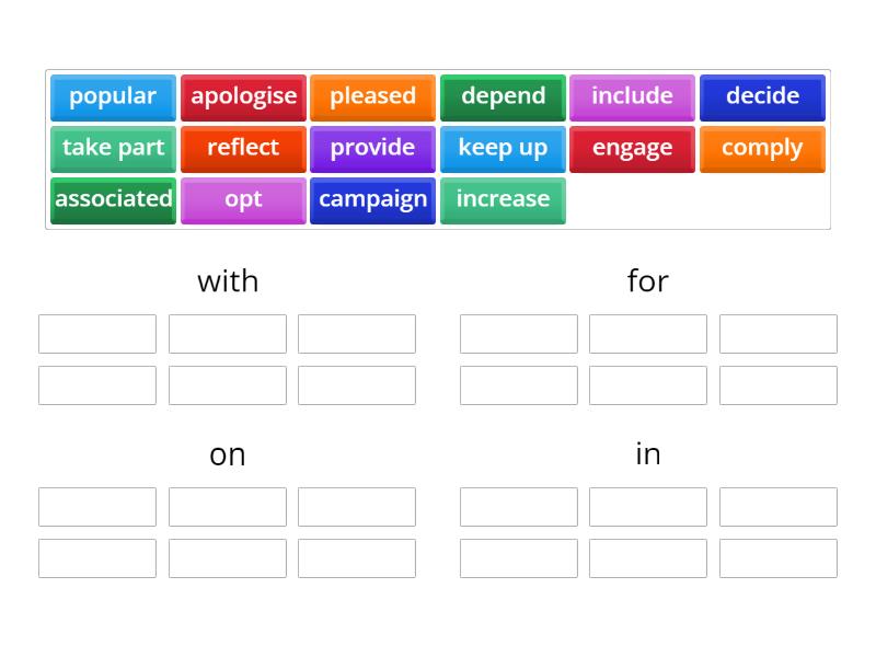 Dependent Preposition Sort (CAE) - Group sort
