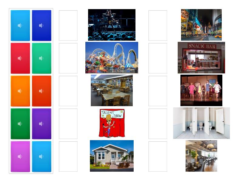 Listening clue game locations Match up