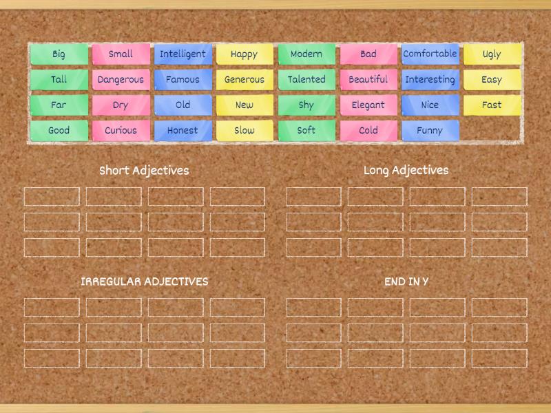 Short Adjectives and Long Adjectives - Group sort