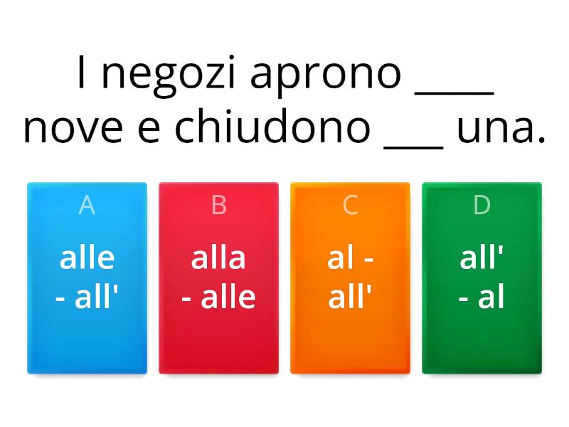 Preposizioni Articolate - Quiz