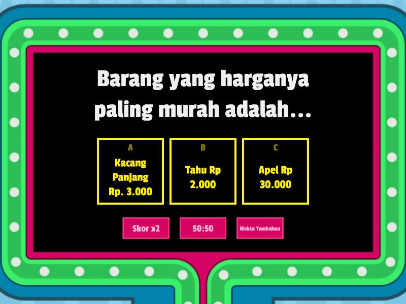 Mengurutkan Nilai Uang Sesuai Harga Barang Kelas 2A - Gameshow Quiz