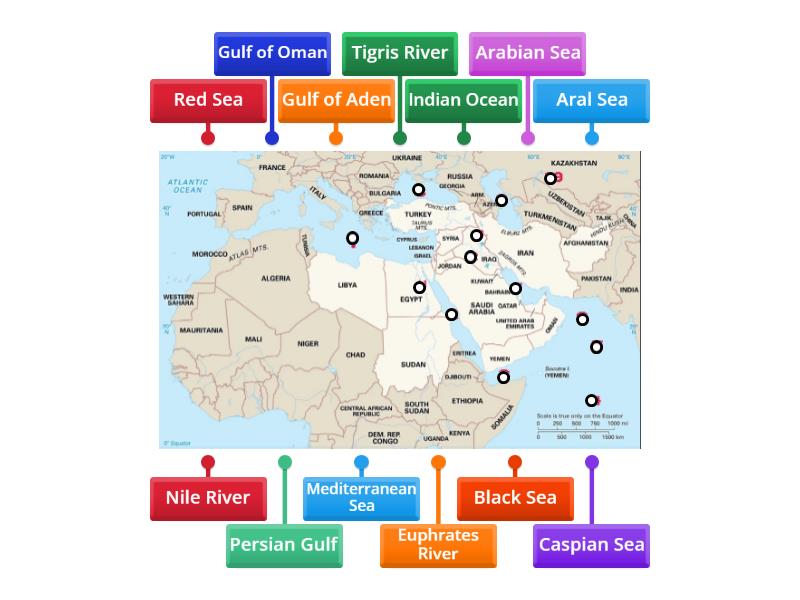 Water Bodies in SWA/Middle East - Labelled diagram