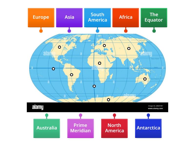 The World - Continents - Labelled diagram