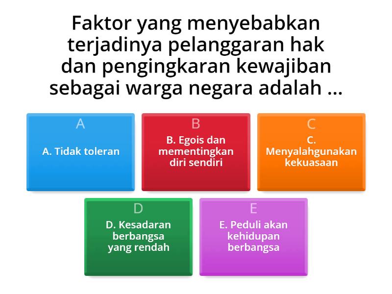 Soal Pilihan Ganda Pelanggaran Hak Dan Kewajiban - Quiz