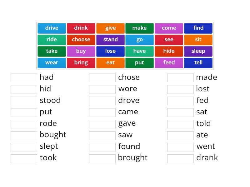 Irregular verbs - Match up