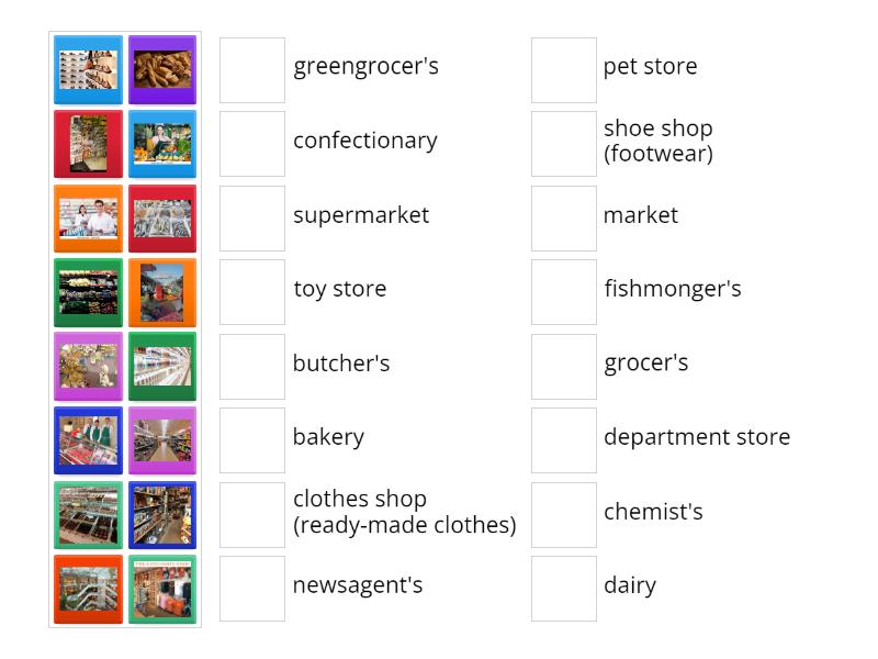 Kinds of shops. 6 form - Відповідники