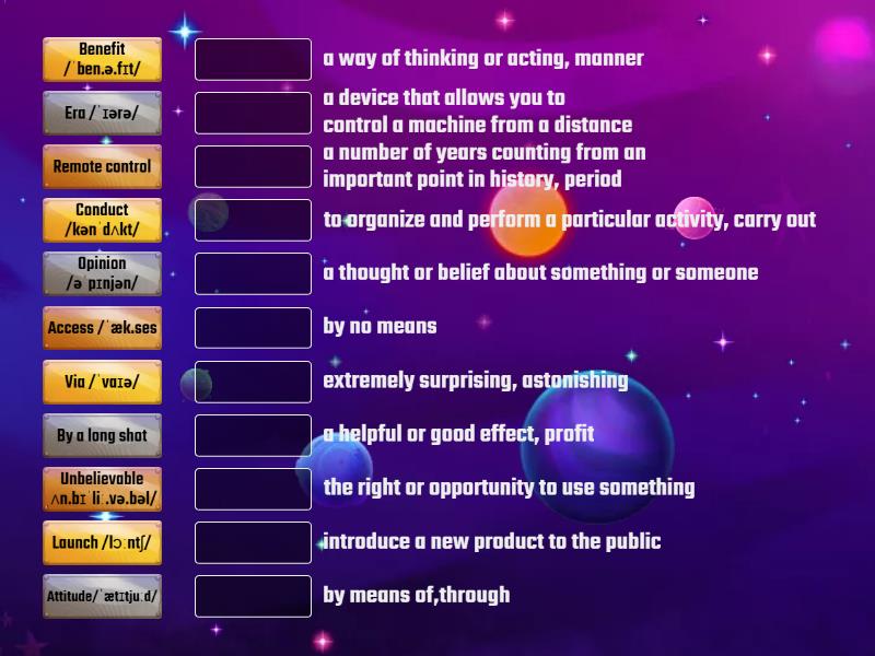 10th Grade 8th Unit Word Game - Match up