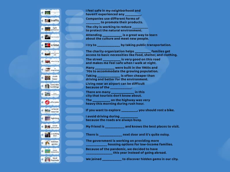 Describing a City: Sentences - Match up