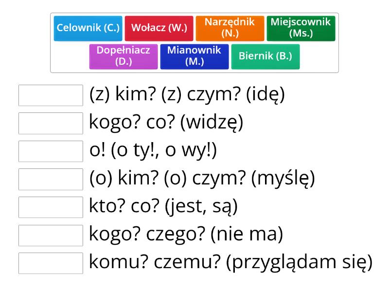 Przypadki I Ich Pytania - Połącz W Pary