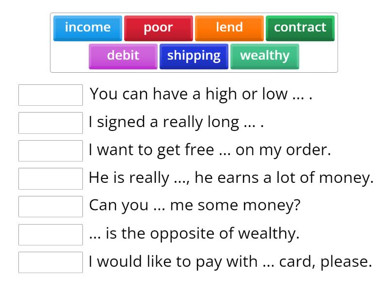 Finance vocabulary - Match up