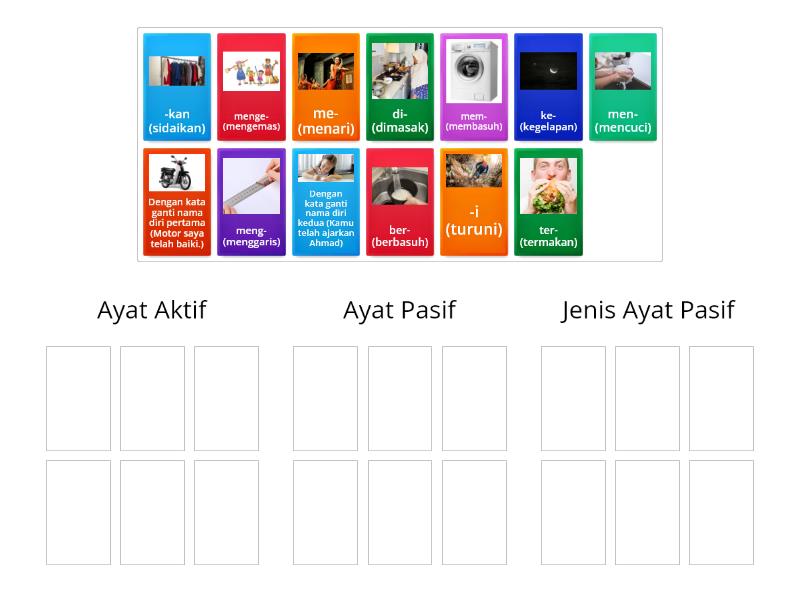 Ragam Ayat (Imbuhan Aktif/Pasif Dan Jenis Ayat Pasif) - Group Sort