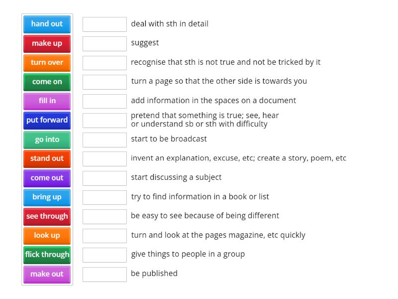 Unit 8 Media Upp-int Destination - Phrasal Verbs - Match Up