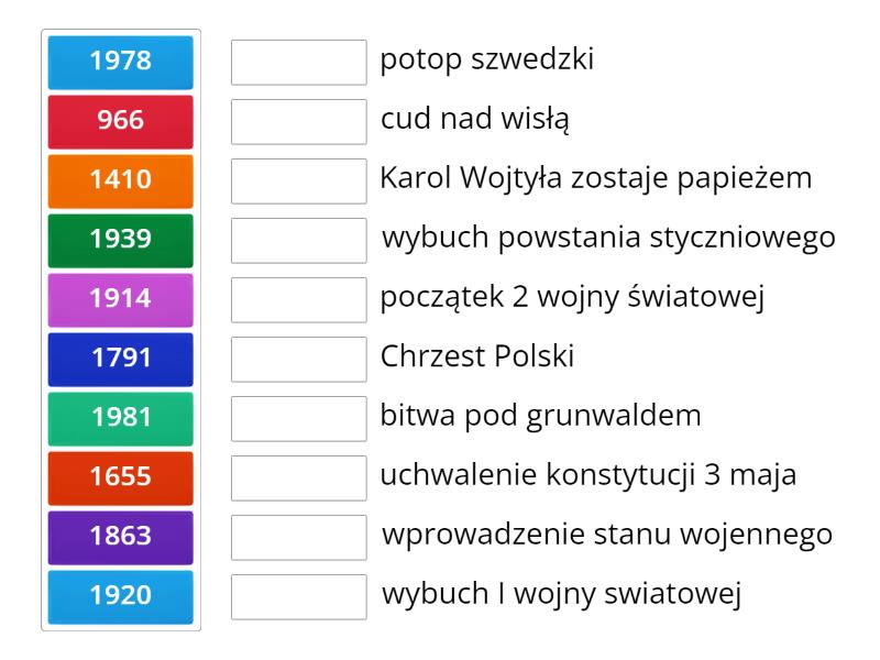 Daty Historia Klasa 4 Sp Podstawa 2017 Dzial 4 historia daty - Match up